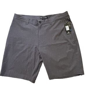Travis Mathew Grommet Golf Shorts Cross Hatch Gray Pattern Stretch 38 9" Inseam